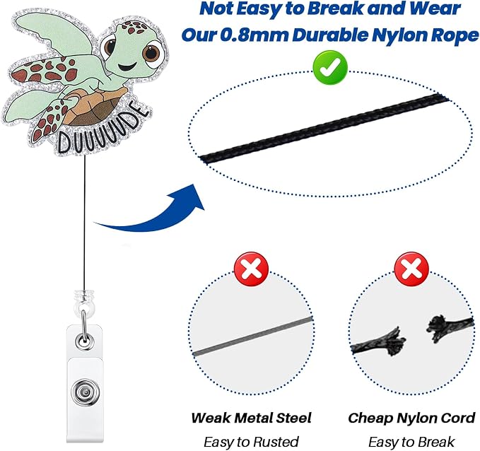 Funny Turtle Nurse Badge Reel, Cute Work Badge Holder - Image 5