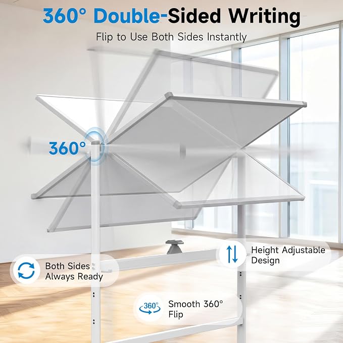 Rolling Whiteboard 60"x48" Magnetic Dry Erase Board - Image 7
