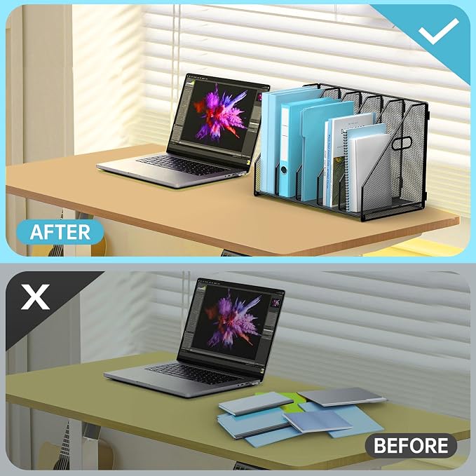MINDEPOT Desk File Organizer Metal Desk Magazine Folder Holder - Image 4