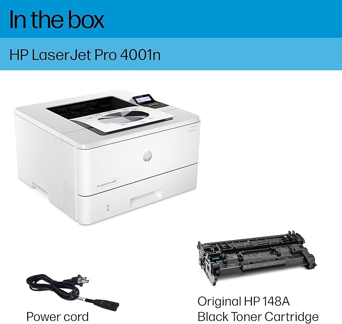 HP LaserJet Pro 4001n Black & White Printer, Print, Fast speeds, Easy setup, Mobile printing, Advanced security, USB, Ethernet Connection, Best-For-Office-DeskLoop Office