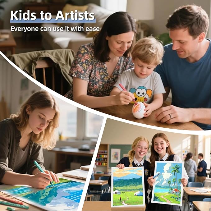 WUO 60 Colors Acrylic Paint Markers (2 Metallic), Automatic Ink Control Brush Tip for Multi-Surface, Water-Based No-Bleed Markers Acrylic Paint Pens for Rock Painting, Wood, Canvas, Glass, DIY Crafts-DeskLoop Office