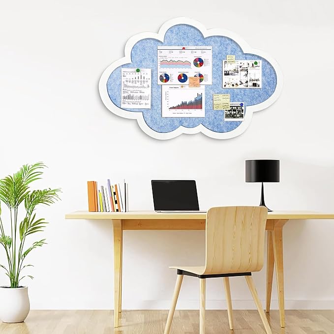 Cute Cloud Felt Board for Wall 24x16, Foldable Vision Board & Photo Display - Image 3