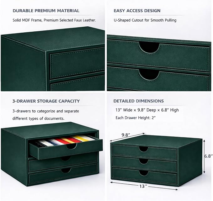 UnionBasic Document Organizer, 3-Drawer File Cabinet Document Storage Box - Image 3