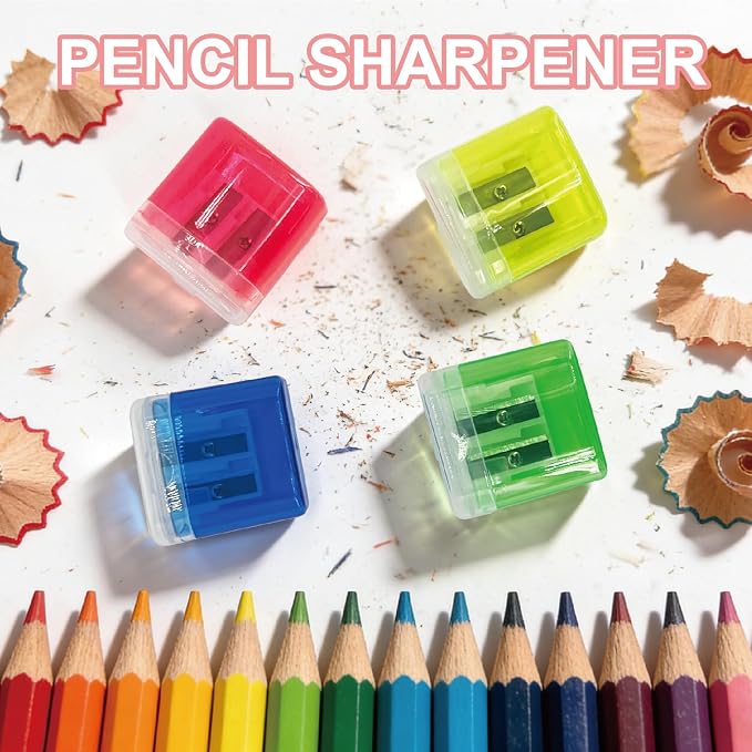 108 Pack Manual Pencil Sharpener Bulk, Double Hole Handheld Sharpener - Image 6
