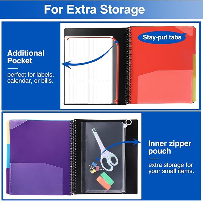 Forvencer 24 Pocket Project Organizer, 1/3-cut Tab Binder Organizer - Image 6