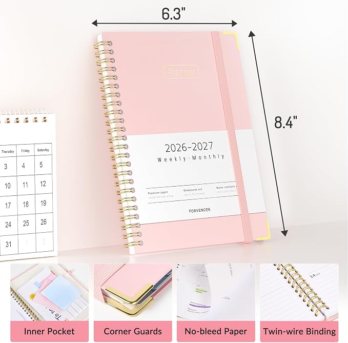 Forvencer Academic Planner 2026-2027, Hardcover Calendar Planner Weekly & - Image 6
