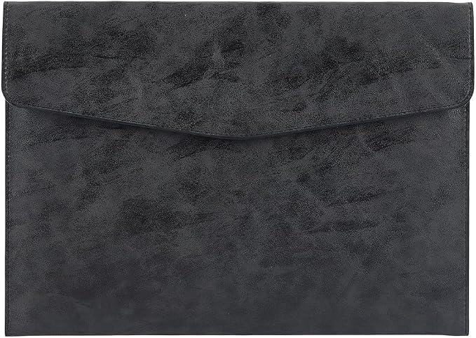 A4 PU Leather File Holder Document Folder Black Thin Waterproof Portfolio by QUALITYCALFOVERA