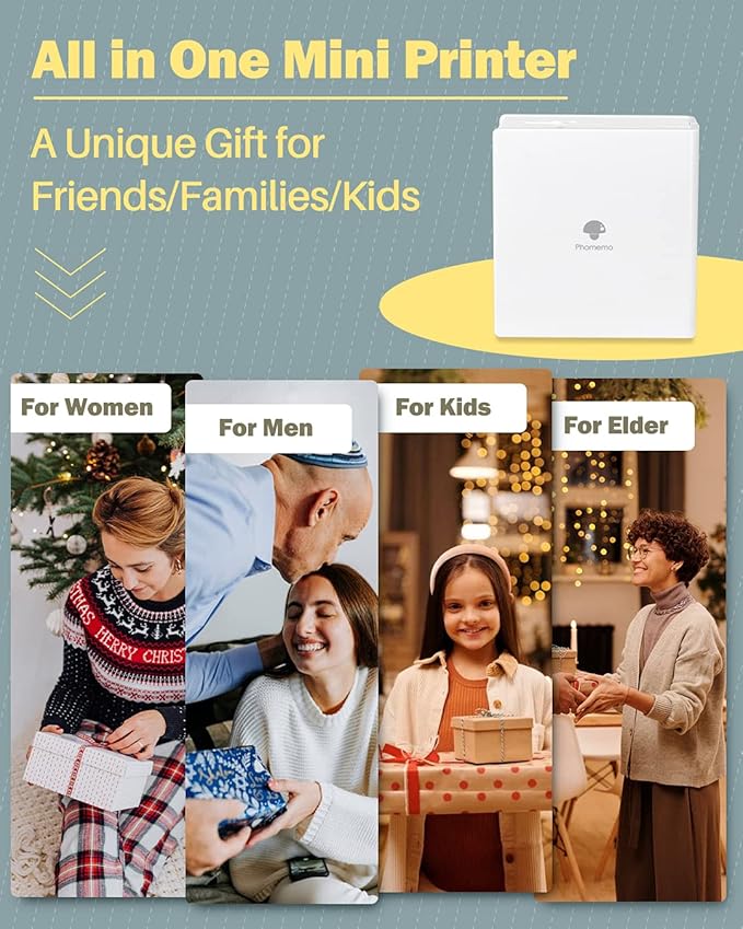 Phomemo Sticker Printer- Mini Thermal Sticker Printer Machine, Small Pocket Label Maker Instant Print for DIY Creation, Study Notes, Photos, Portable Inkless Photo Maker for Kids/Students, White-DeskLoop Office