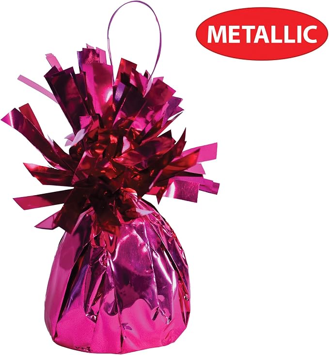 Beistle Metallic Wrapped Balloon Weight – 12 Pack, Cerise Pink Balloon - Image 3