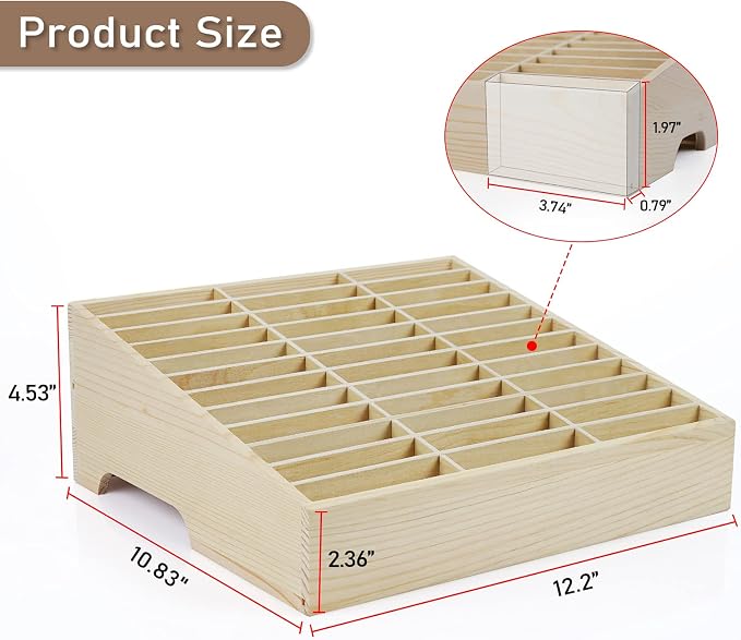 36-Grid Wooden Cell Phone Holder Desktop Organizer Storage Box - Image 2