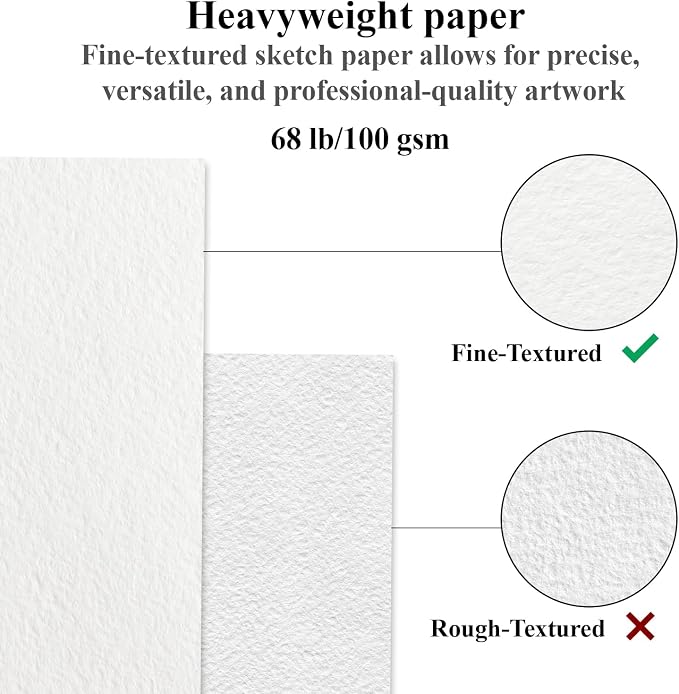 Sketch Book 11 x 14”, 100 Sheets Top Spiral Sketchbook, 68lb /100gsm Drawing - Image 3