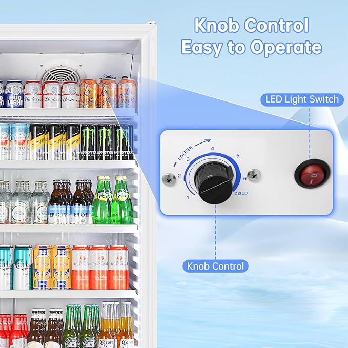 Commercial Beverage Refrigerator, 24.5 Inch 15 Cu. Ft. Drink Fridge, Display Refrigerator with Glass Door, Commercial Display Fridge with 5 Adjustable Shelves, for Shops, Restaurants, Bars-DeskLoop Office