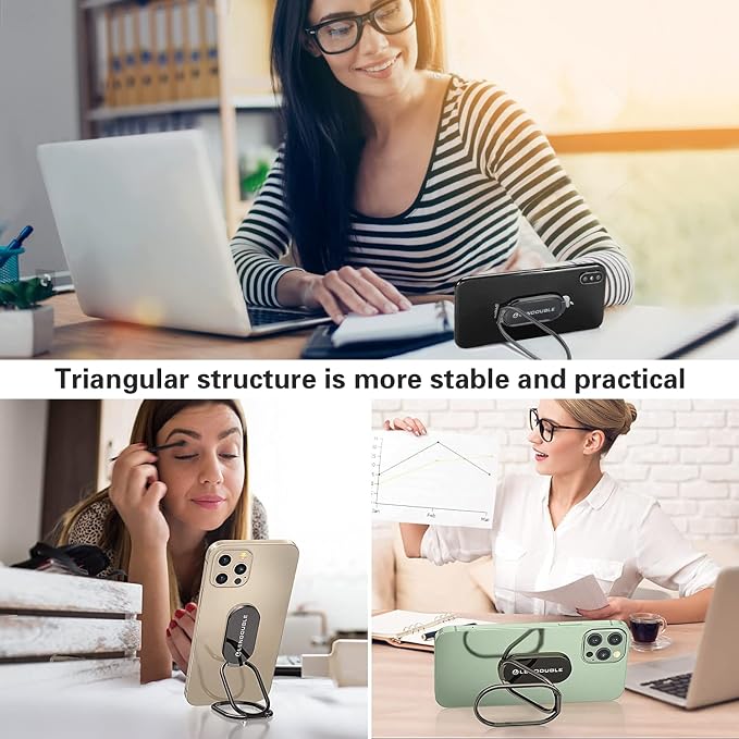 Phone Ring Holder Finger Kickstand, 360 Rotation Foldable Ultra-Thin Metal Cell - Image 2