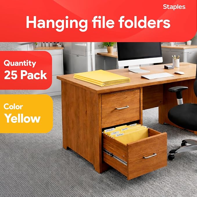 Staples Hanging File Folders, Letter Size, Durable Construction – 25/Box - Image 2