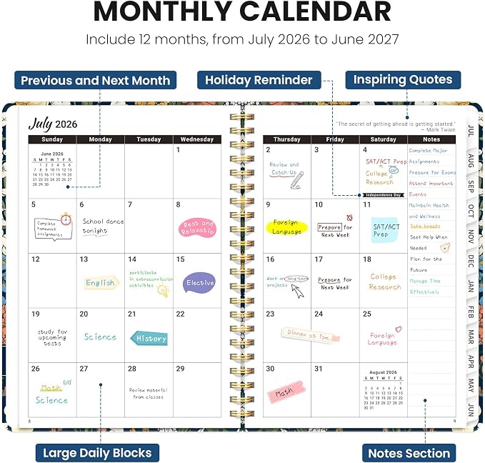 Planner 2026-2027, Hardcover Monthly and Weekly Academic Planner July 2026 - Image 2