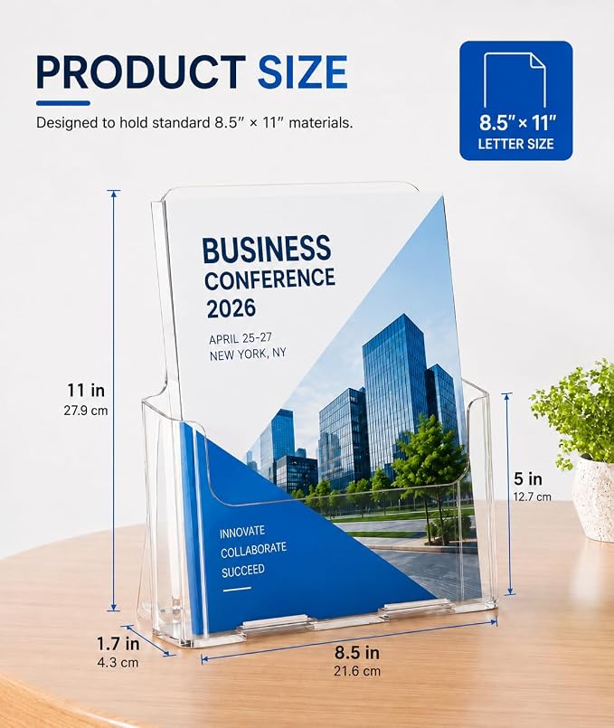 KTRIO Acrylic Brochure Holder 8.5 x 11, 2 Pack Literature Display Stand | - Image 5
