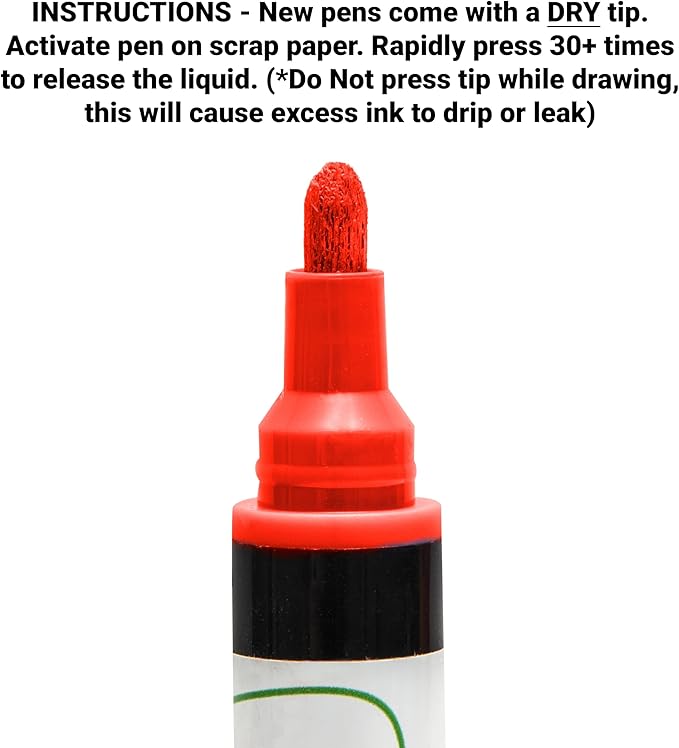 Glass Pen Window Marker: Liquid Chalk Markers for Glass, Car Marker or Mirror Pen with Washable Paint - Car Windows, Mirror, Storefront Windows, Parade & Party, Holiday (Red, Fine Tip)-DeskLoop Office