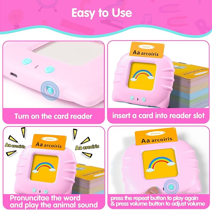 QuTZ ABC Learning Flash Cards for Toddlers 2-4 Bilingual Spanish English - Image 3