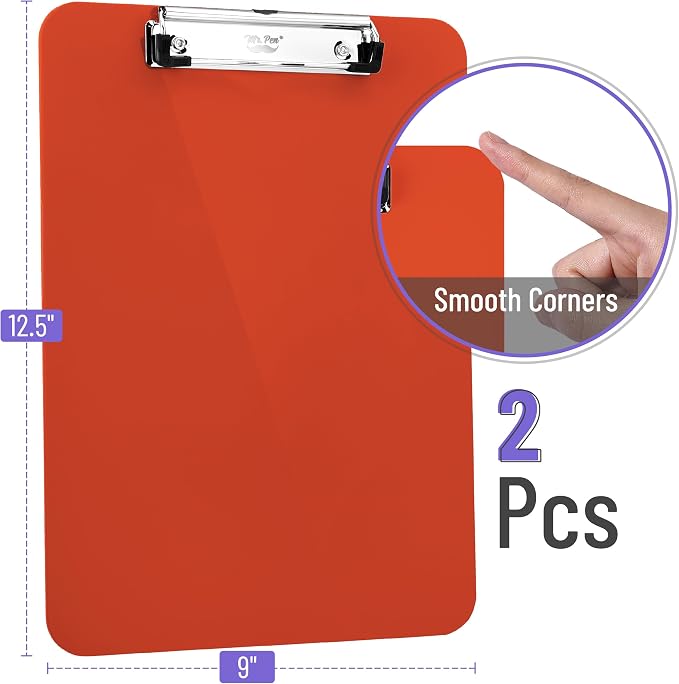 Mr. Pen- Plastic Clipboard, 12.5" x 9", 2 Pack, Clipboard Plastic | Low-Profile - Image 2