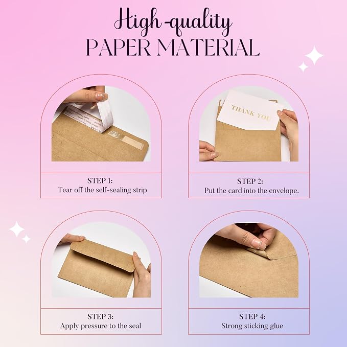 ACSTEP 100Pack A4 Envelopes 4-1/4 X6-1/4 Inch Self Seal Brown Kraft 4X6 - Image 4