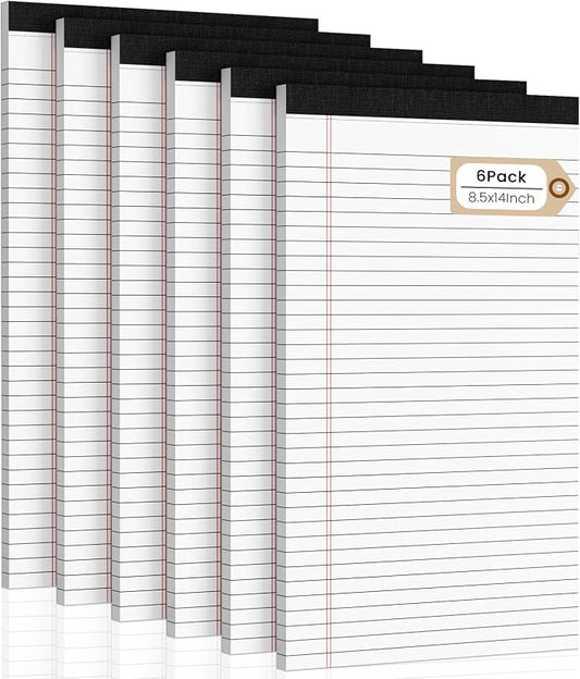 Legal Pads 8.5 x 14 Note Pads, 6 Pack Writing Pads Wide Ruled Notepads by NotePads