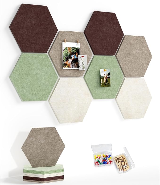 8 Pack Hexagon Felt Bulletin Board Tiles by Uoisaiko