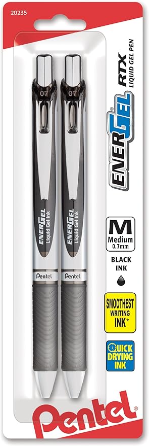 Pentel EnerGel RTX Retractable Liquid Gel Pen, Medium Line, Metal Tip by PentelofAmerica