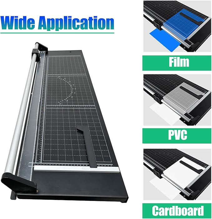 TECHTONGDA Rotary Paper Trimmer, 48" Cut Length, Professional Paper Cutter with 2 Spare Blades, Angle Line, Self-Sharpening, 8-10 Sheets Capacity for Offices, Schools and Crafts-DeskLoop Office