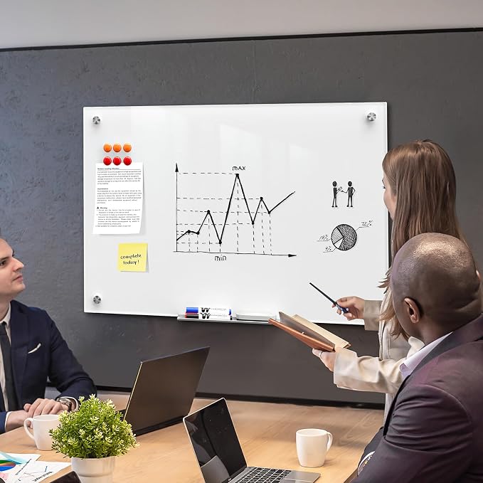 MaxGear 36" x 24" Glass Whiteboard Wall Mounted - Image 2