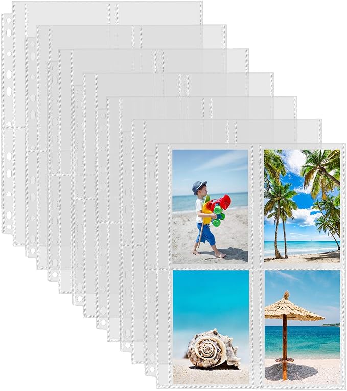 Sooez 30 Pack Photo Sleeves for 3 Ring Binder, Heavy Duty Plastic Page by Sooez