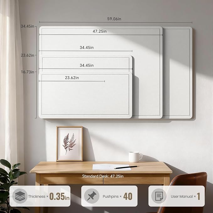 Large Bulletin Board, 24 X 17 Inches Felt Cork Board - Image 6