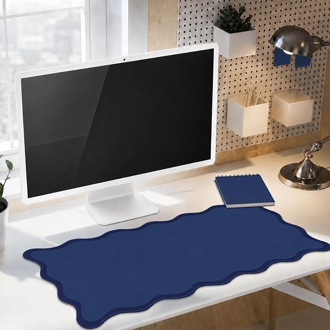 Hahafelt Scalloped Desk Mat Large Desk Pad Cute Coquette Table Mat Back to - Image 4