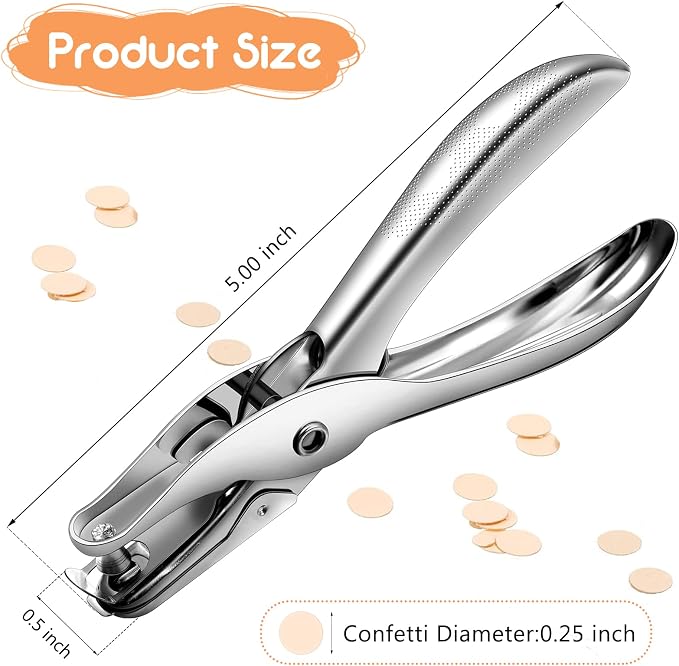 50 Pack 1 Hole Punch 1/4 Inch Single Hole Puncher Bulk Metal 5 Sheet Capacity - Image 2