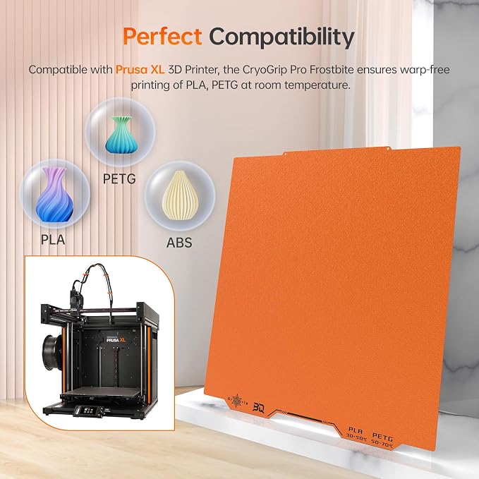 BIQU Cryogrip Pro Frostbite Matte Orange Cold Build Plate - Image 4