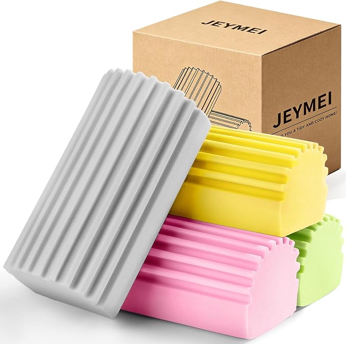 Jeymei 4-Pack Damp Clean Duster Sponge, Damp Dusting Sponge, Duster Baseboard by Jeymei