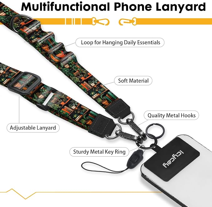 Icycay Phone Lanyard Crossbody, Plant Bookshelf Cell Phone Strap - Image 3