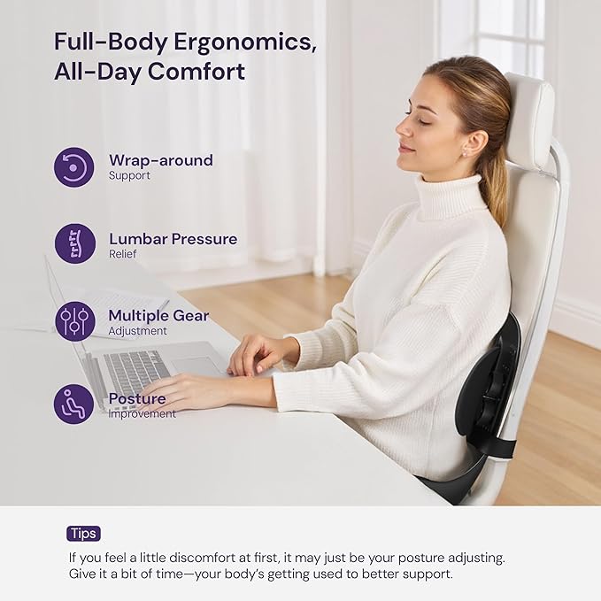 3D Lumbar Support Seat Cushion – Patented Spine Alignment Ergonomic Posture Corrector, Breathable Mesh & EVA Foam, Portable for Home, Office, Meditation, Gaming, Outdoor 16.5" W × 15.7" D-DeskLoop Office