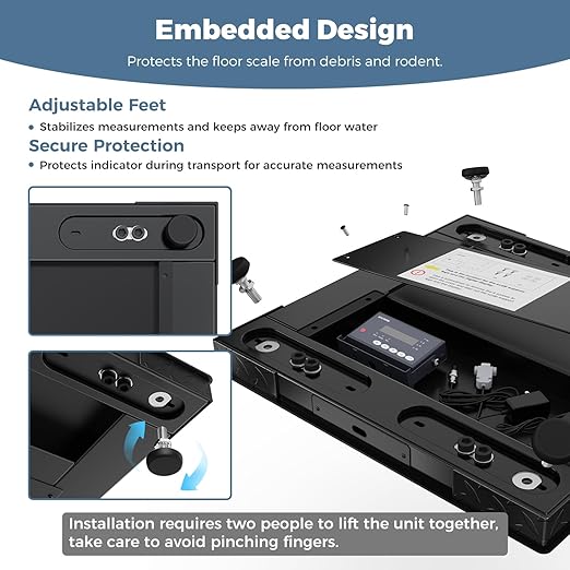 24"x24" Industrial Floor Scale, Precision Pallet Scale with Digital Indicator, Heavy Duty Weighing Scale for Floor Bench Office Weight Weighing, 2500 lb x 1 lb, Black-DeskLoop Office