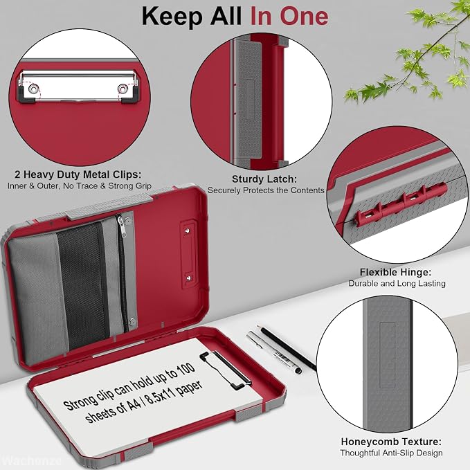 Thicker Clipboard with Storage, Internal Pen Pouch Included, A4 / Letter Size - Image 6