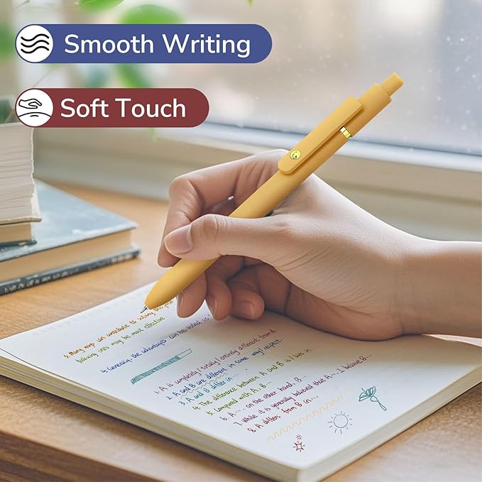 Colorful Pens, 6 Pcs Colored Pens Fine Point Smooth Writing Pen, 0.5mm Colored Ink Gel Pen for Journaling Note Taking Writing, Office School Supplies Gifts for Women (6 Pcs Gold Vintage)-DeskLoop Office