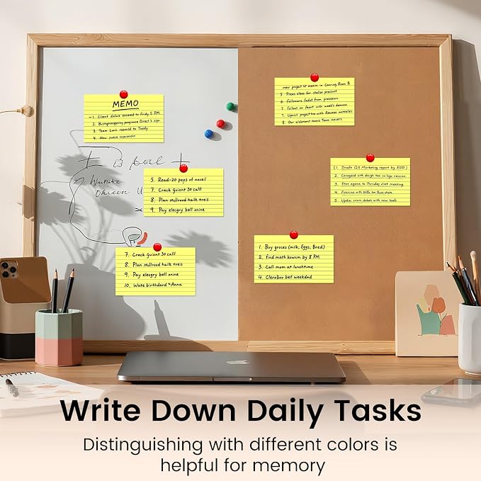 Index Cards 3x5 Inch, Flash Cards, Ruled Lined Yellow Note Cards Paper - Image 6