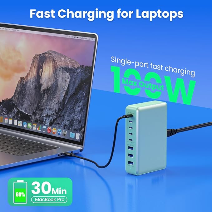 USB C Charger 300W USB C Charger Block 8-Ports GaN IV Fast Charging Station,PD 100W Laptop Charging Hub Wall Adapter Compatible with MacBook/Air,DELL,Steam Desk,iPhone 16/15/14,Galaxy S24 etc-DeskLoop Office