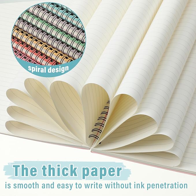 Fuutreo 12 Pcs Spiral Notebook for Work A5 8.3 x 5.7 Inch College Ruled Spiral Journal Notebook Kraft Cover Ruled Paper, 12 Color, 60 Sheets, 120 Pages for Office School(Candy Color)-DeskLoop Office