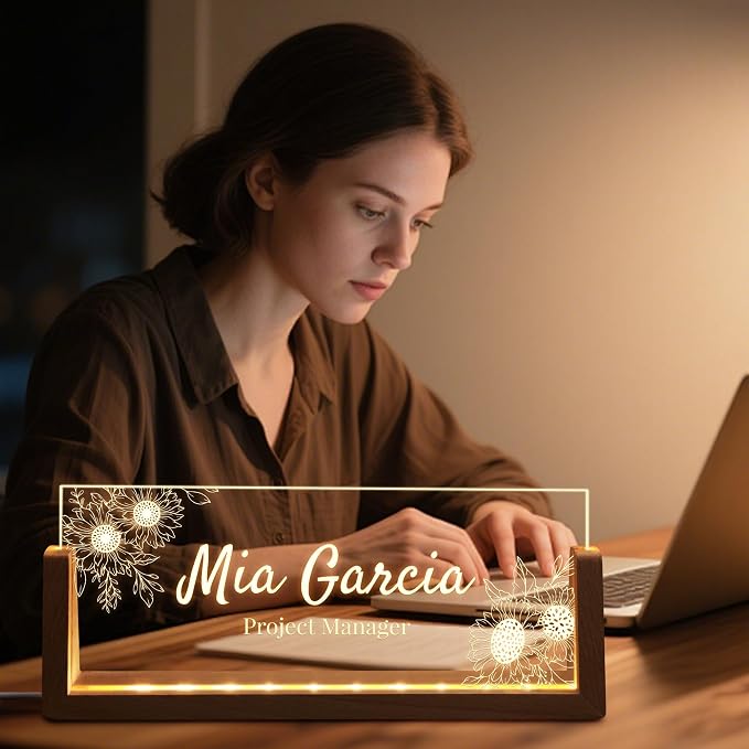 Custom Light Up Name Plate for Desk, Personalized LED Acrylic Name Sign - Image 4