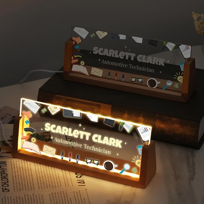 Custom Light Up Name Plate for Desk, Personalized LED Acrylic Name Sign - Image 2
