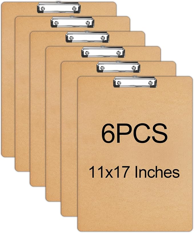 6 PCS Extra Large 11x17 Clipboard, Wood Cleats by SENJUNSAFE