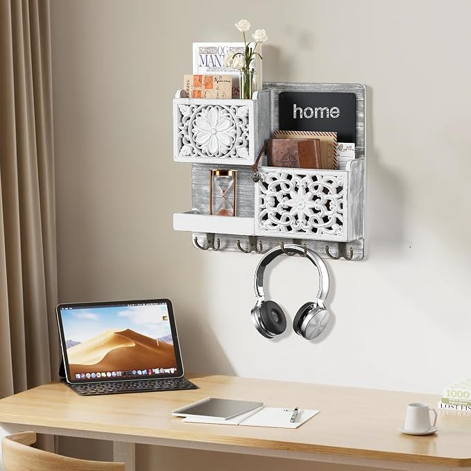 Mail Organizer Wall Mounted, 2 Slots Key Holder - Image 8