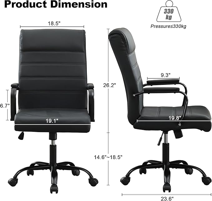Office Desk Chair,Modern Conference Room Chairs,High Back Ergonomic Home ofiice Chair,Adjustable Height Swivel Executive Computer Chair with Padded Seat and Armrest (Pure Black)-DeskLoop Office