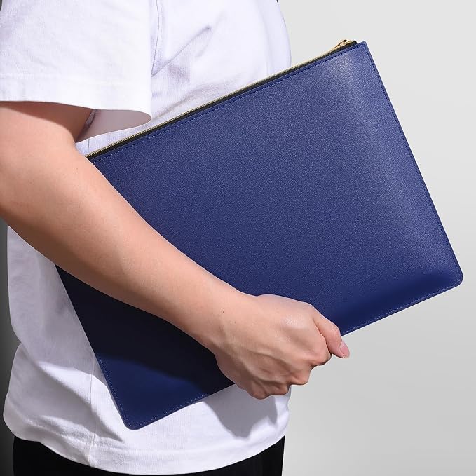 PU Leather A4 File Folder Zipper Document Holder Envelope Folder Case - Image 3