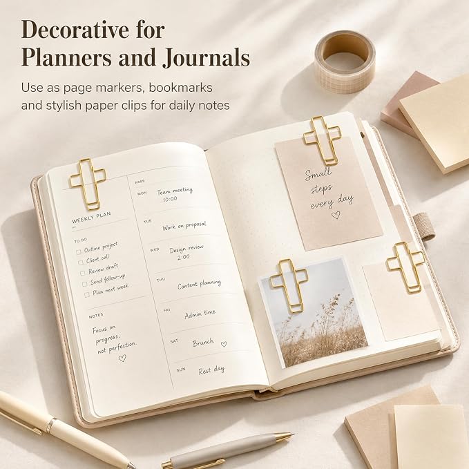 150 Pack Gold Cross Paper Clips, Decorative Paper Clips and Bookmarks - Image 6